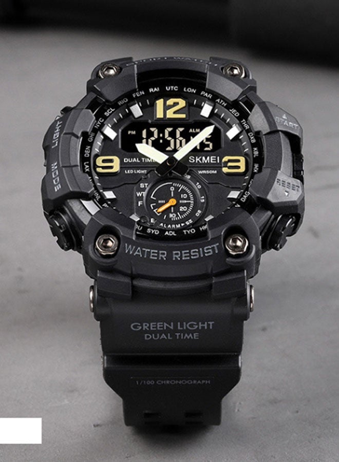 نيوترل ساعة SK-17 الرياضية المقاومة للماء للاستخدام في الهواء الطلق أنيقة وعصرية، تتميز بعرض ثلاثي للوقت، وحركة مزدوجة العيار مع مؤقت، ومنبه، وساعة توقيت، ووظائف إضاءة. مناسبة للرجال والطلاب (سوداء). - Image 2